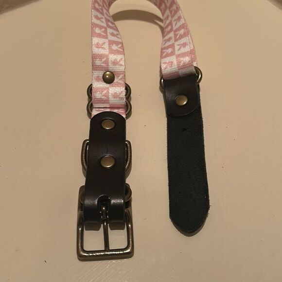 Playboy Large Dog Collar Pink Checkered Bunny Print Buckle Closure New - Picture 6 of 10